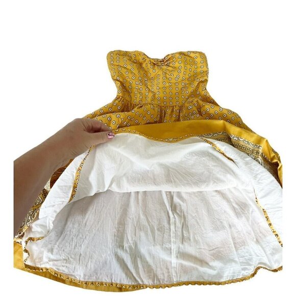 Anthropologie Girls From Savoy Yellow Bandana Strapless Dress Womens size 4 - Picture 10 of 11